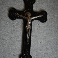 Стоманен старинен кръст разпятие религия Исус , снимка 1 - Антикварни и старинни предмети - 40538284