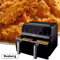 Фритюрник AirFryer Rosberg Premium RP51980N, 1700W, 2съда x 4л., Горещ въздух, Таймер, до 200°C, Чер, снимка 9 - Фритюрници - 44895557