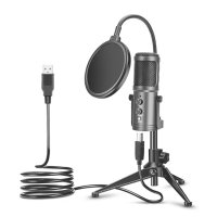 Комплект кондензаторен микрофон за стрийминг на подкаст USB Studio Pop Arm Стойка,ЧЕРЕН, снимка 2 - Микрофони - 40737748