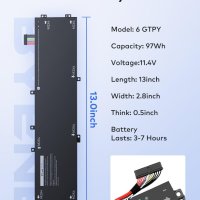 Резервна батерия 97Wh 6GTPY за Dell, съвместима с PN 5XJ28 5D91C GPM03, снимка 5 - Части за лаптопи - 43775232