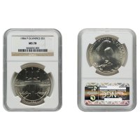 1984-P Olympics S$1 - NGC MS 70 - САЩ Възпоменалтена Монета Долар, снимка 3 - Нумизматика и бонистика - 43773158