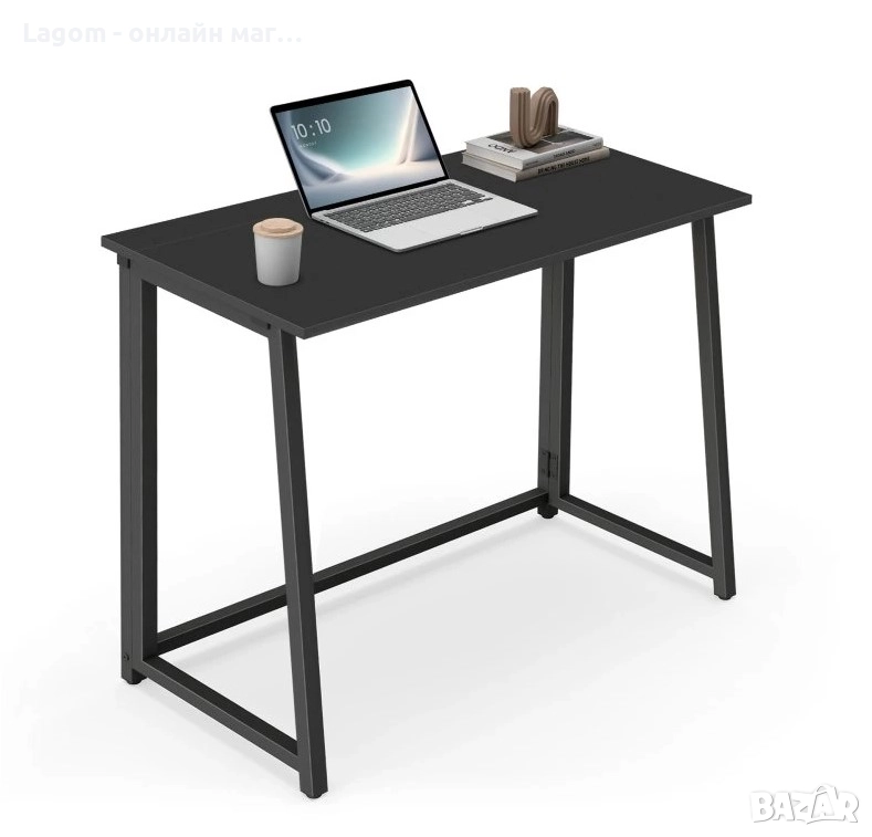 Сгъваемо бюро за компютър Ruhhy 26117 Черен, стил Лофт, снимка 1
