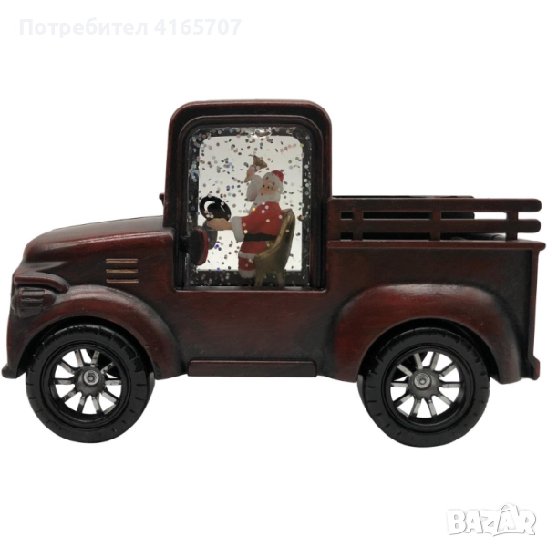 Ретро светеща коледна декорация „Кола с Дядо Коледа“ – винтидж празничен чар, снимка 1