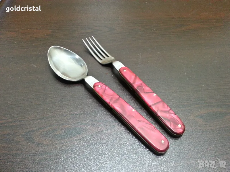 Ретро сгъваеми вилица и лъжица Петко Денев , снимка 1