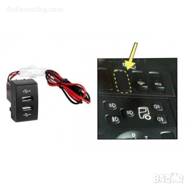 USB зарядно Automat, За два телефона, За VOLVO, 12V, 24V, снимка 1