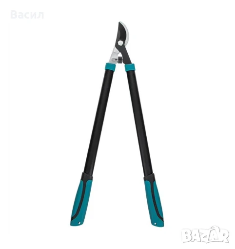 Метална градинска ножица Green Garden с дълга дръжка срещу хлъзгане в цвят черен/син, снимка 1