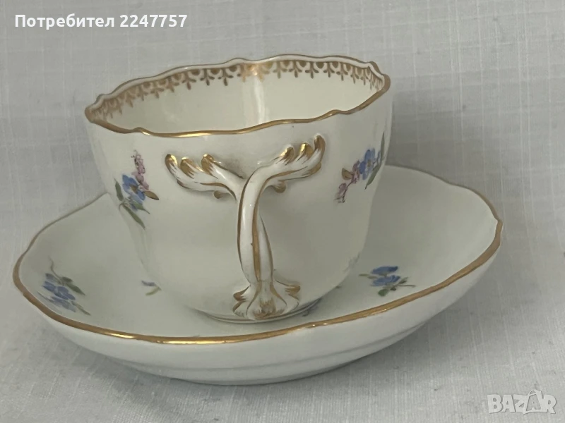 Чаша и чинийка Meissen – оригинален порцелан, Германия, около 1934–1945 г, снимка 1