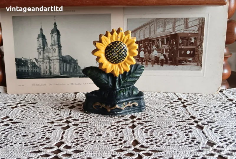 Антикварен стопер за врата, чугун, Англия, снимка 1