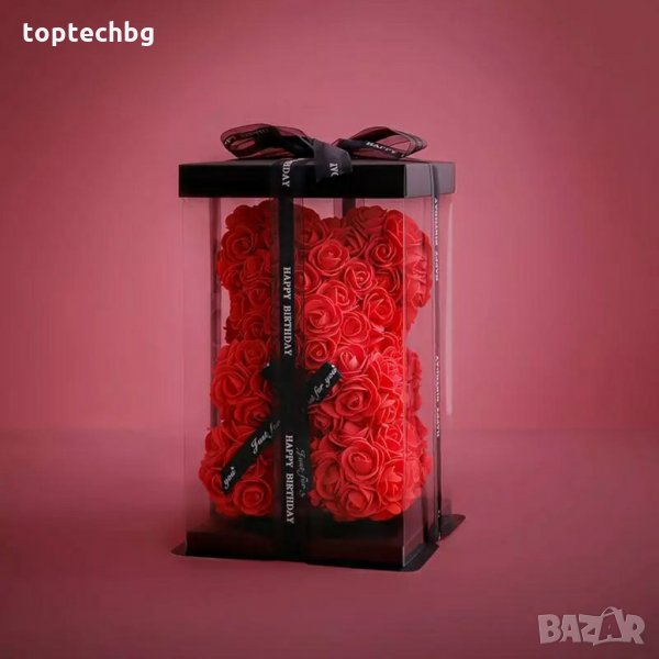 Мече от рози, ROSE BEAR S в кутия, снимка 1