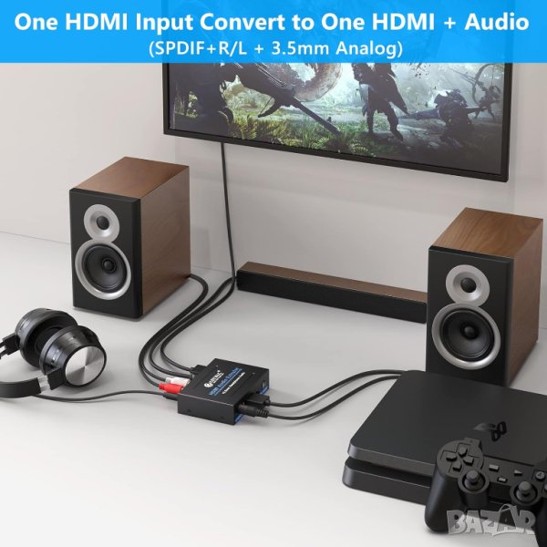 Про-Аудио Видео HDMI->Chinch, преобразуватели DAC, ъпскейлъри toslink HDMI switch, снимка 1