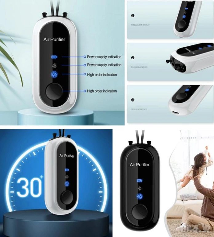 3D Персонален Йонизатор за Лична Защита от Вируси Бактерии Полени Персонален Пречиствател на Въздуха, снимка 1