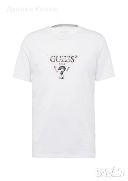 Стилна Мъжка Бяла Тениска Guess в размер М, снимка 1