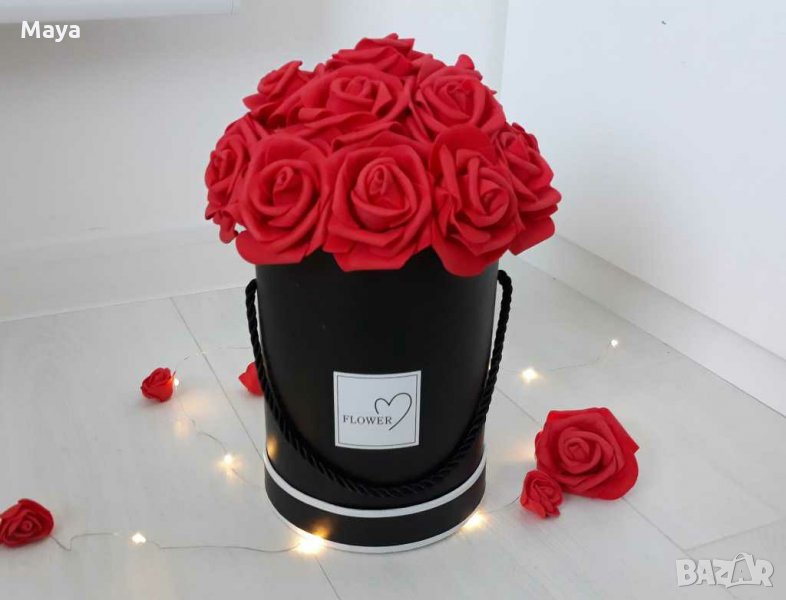 Луксозна кутия с вечни червени рози, снимка 1