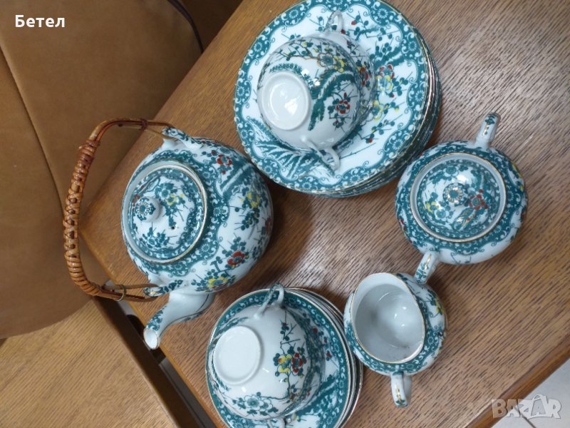 Japan fine eggshel porcelain hand painted 20 parts 24 к gold, снимка 1