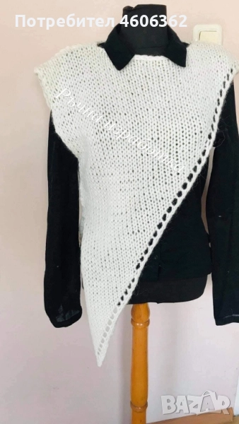 ръчно изплетен асиметричен пуловер , снимка 1