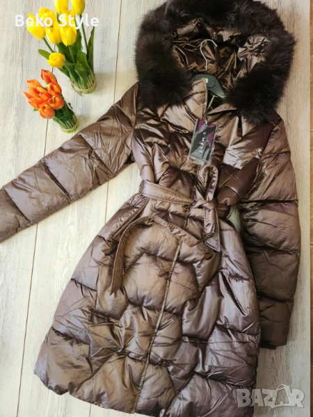 Дамско дълго яке с качулка , снимка 1