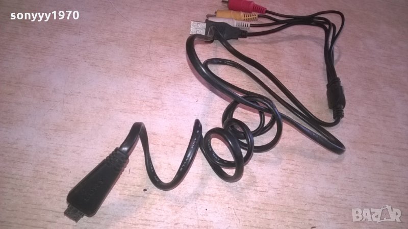 SONY-кабел-1,45М-mini usb//usb и три чинча, снимка 1