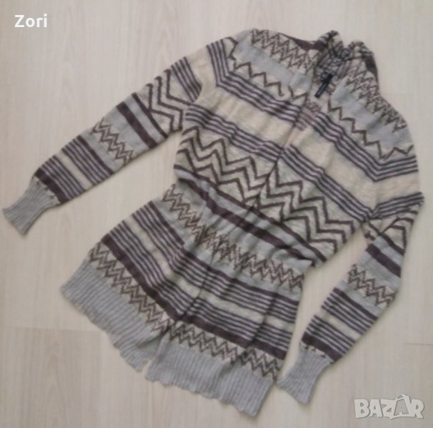 Тънка жилетка в рехава дупчеста плетка в бежови цветове, снимка 1