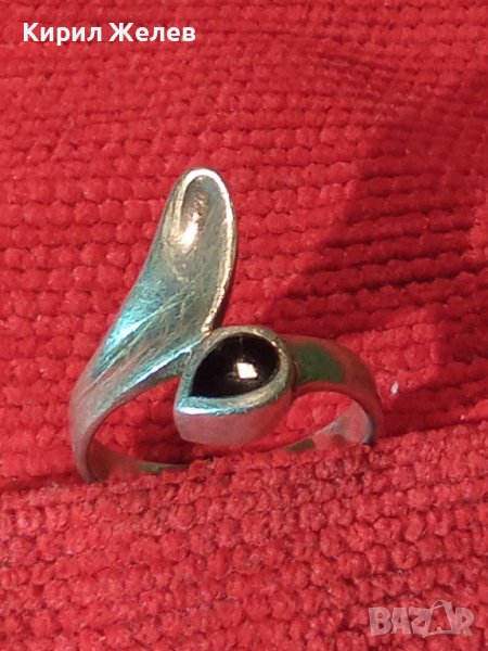 ДИЗАЙНЕРСКИ АРТ СРЕБЪРЕН ПРЪСТЕН с ЧЕРЕН ОНИКС 925 СРЕБРО 73421, снимка 1