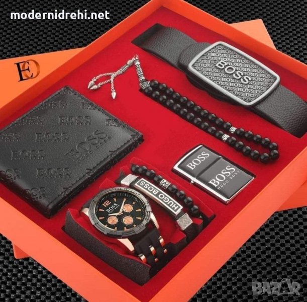 Комплект Boss колан,часовник,портфейл,броеница,запалка,гривна, снимка 1