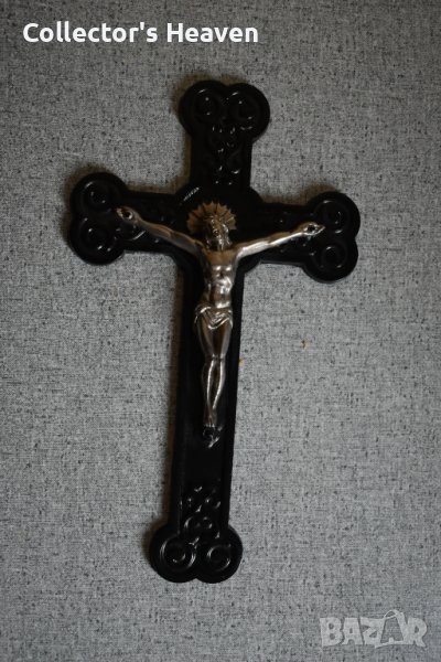 Стоманен старинен кръст разпятие религия Исус , снимка 1