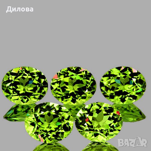 4x3 mm 5 броя овални топ блясък с  искрите на дъга естествен зелен демантоид гранат, снимка 1