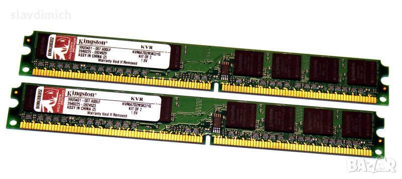 Рам памет RAM Kingston модел kvr667d2n5k2 512 MB DDR2 667 Mhz честота, снимка 1
