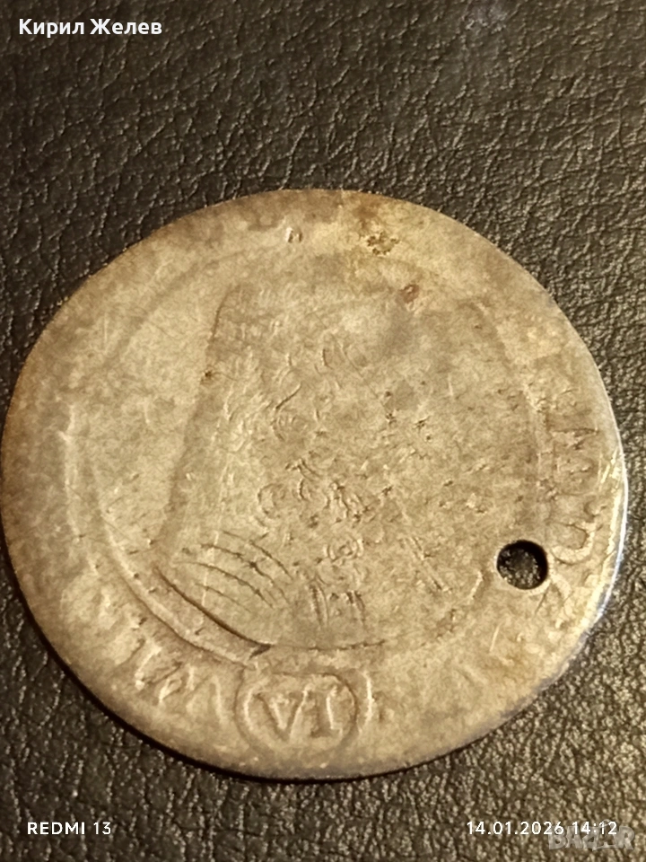 Сребърна монета 6 кройцера Силвиус Фридрих Вюртемберг-Оле за КОЛЕКЦИЯ 52917, снимка 1