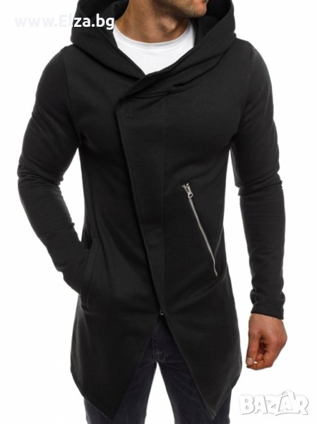 Стилно мъжко горнище с издължен дизайн - черно, снимка 1