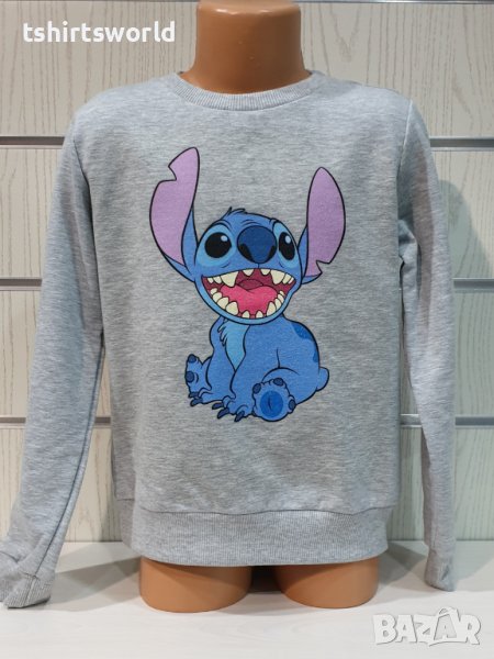 Нова детска ватирана блуза с дълъг ръкав Стич (Stitch) в сив цвят, снимка 1