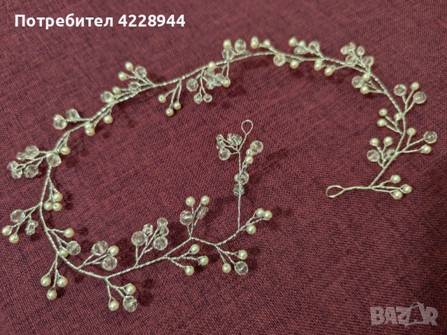 Сватбен булчински бален аксесоар за коса 2 размера, сребърен с перли, снимка 7 - Аксесоари за коса - 50778202