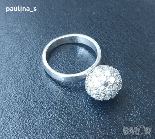 Масивен сребърен пръстен проба 925 Житен клас с вковани циркони - топка , снимка 5 - Пръстени - 26234695