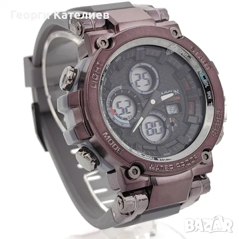 Мъжки електронен часовник с голям циферблат и черна силиконова кашка Код на продукта:B-01-07, снимка 2 - Мъжки - 48125903