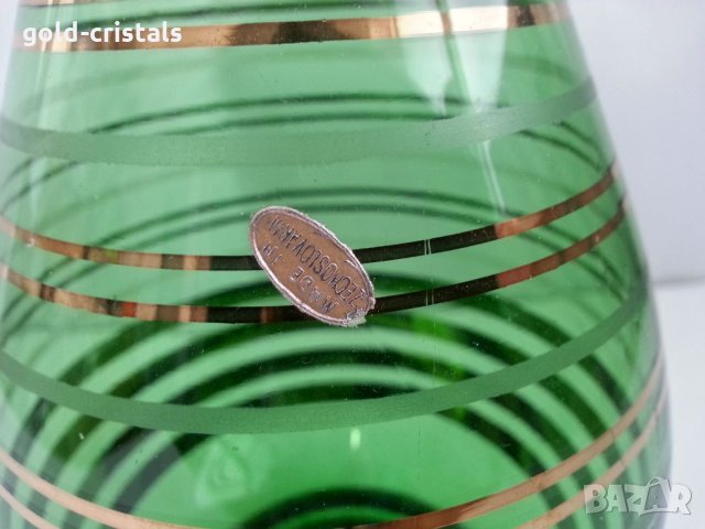 Гарафа цветно зелено стъкло , снимка 2 - Антикварни и старинни предмети - 33271266