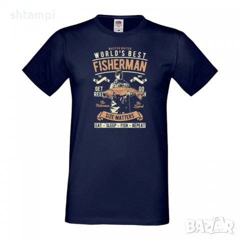 Мъжка тениска World's Best Fisherman Рибар,Риболовец,Риба,Изненада,Подарък,Празник , снимка 3 - Тениски - 36812175