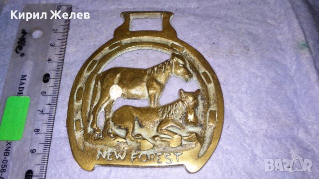 ДВОЙКА КОНЕ и ПОДКОВА Старо БРОНЗОВО ДЕКОРАТИВНО АРТ ПАНО за СТЕНА АНГЛИЯ 33972, снимка 5 - Пана - 38928018