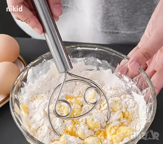 Ръчна Бъркалка за тесто метална