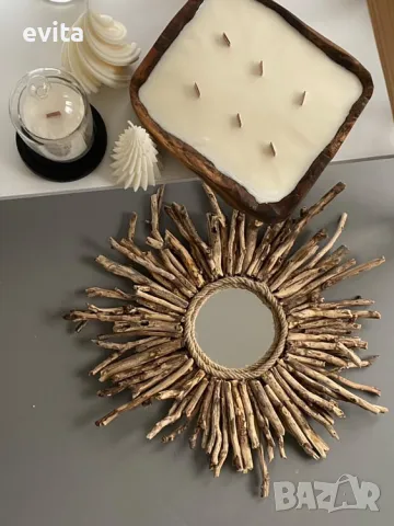 Плаващо огледало с дървени клонки. Ръчна изработка! , снимка 4 - Огледала - 36737285