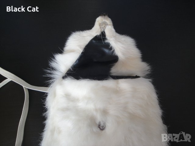 Нова луксозна кожена дамска чанта / раница, естествена кожа с косъм от бяла / полярна лисица, пух, снимка 7 - Чанти - 38707008