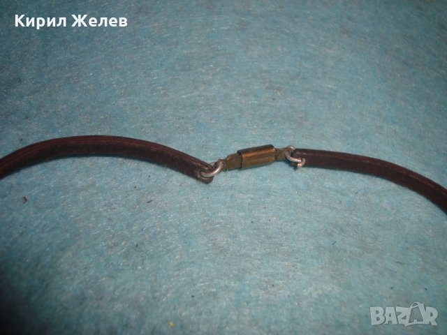 РЕТРО ОГЪРЛИЦА КОЛИЕ ДЪРВО ЛАКИРАНА ШНУР от КОЖА БРОНЗ АПЛИКАЦИИ ХУДОЖЕСТВЕНА ИЗРАБОТКА 26947, снимка 3 - Колиета, медальони, синджири - 35079016