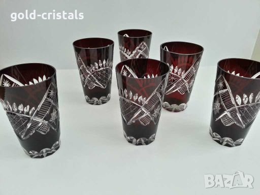 сервиз кристални чаши и гарафа цветен червен кристал , снимка 7 - Антикварни и старинни предмети - 28429012