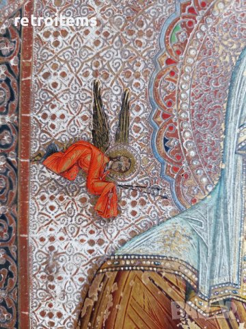 19 Век! Руска Икона на Света Богородица Страстна, снимка 8 - Антикварни и старинни предмети - 39711222