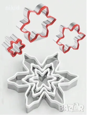 3 размера снежинка снежинки звезда резец резци метални форми форма тесто , снимка 2 - Форми - 47905707