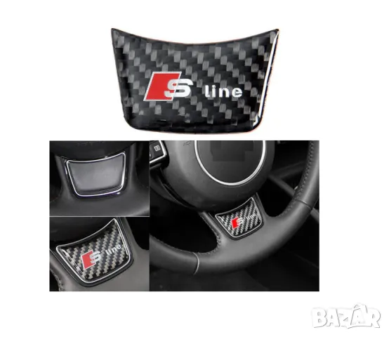 Карбонова S Line Емблема за Волан – Декоративен Стикер за Audi A3, A4 B8, A6 C7