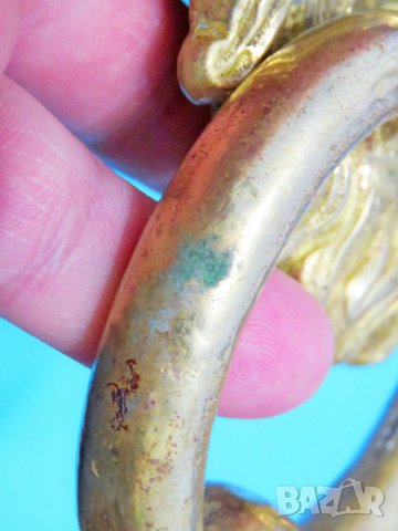 Бронзово чукало за врата, хлопка за врата, мандало за врата ГЛАВА НА ЛЪВ лъвска глава, снимка 4 - Антикварни и старинни предмети - 37692346