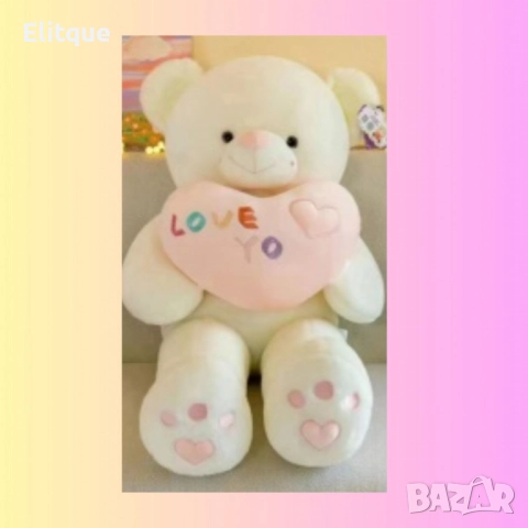 Голямо плюшено мече, със сърчице, снимка 4 - Плюшени играчки - 52716445