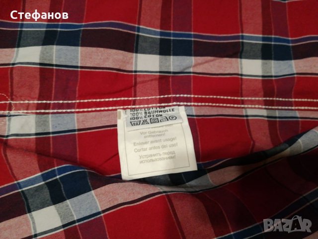 Мъжка риза в червено каре с дълъг ръкав, снимка 5 - Ризи - 35487065