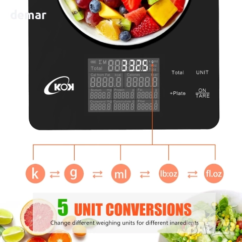 Цифрова кухненска везна, интелигентна хранителна везна с приложение, снимка 5 - Други - 51721656