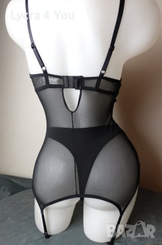 Petite Fleur 75В/C луксозен черен корсет с пришити/вградени жартиери, снимка 11 - Бельо - 43291706