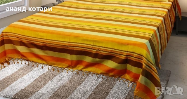 Памучен чаршаф ръчно тъкан-Индия-39-49, снимка 7 - Покривки за легло - 37344266